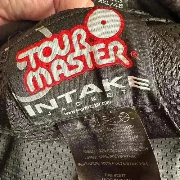 Tour master Motorcycle Jacket. Padded. Pockets. Mesh. Black/silver. Men’s 2XL - Picture 8 of 9